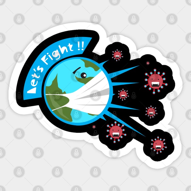 Let's fight coronavirus Sticker by Wilda Khairunnisa